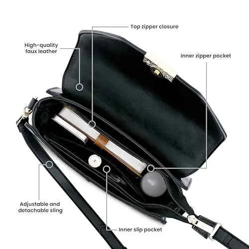 Fastrack Structured Satchel | Faux-Leather Women's Handbags | Satchel for Casual Carry SaumyasStore