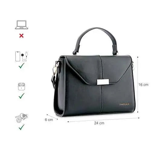 Fastrack Structured Satchel | Faux-Leather Women's Handbags | Satchel for Casual Carry SaumyasStore