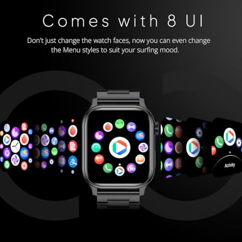 Fire-Boltt Rise Luxe Smart Watch with Stainless Steel, 47mm (1.85) Display Bluetooth Calling, Rotating Crown, AI Voice Assistant, 120 Sports Modes, Neon UI, SpO2 & Heart Rate Monitoring (Black) SaumyasStore