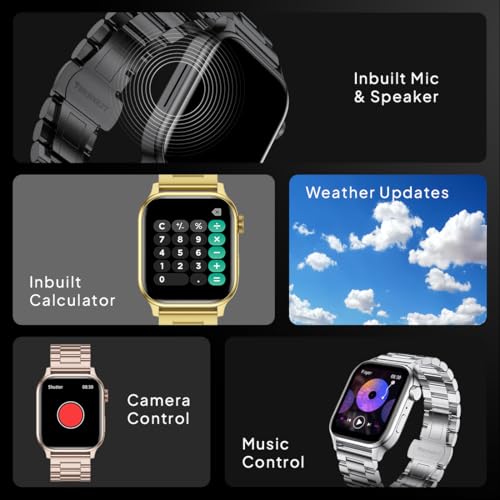 Fire-Boltt Rise Luxe Smart Watch with Stainless Steel, 47mm (1.85) Display Bluetooth Calling, Rotating Crown, AI Voice Assistant, 120 Sports Modes, Neon UI, SpO2 & Heart Rate Monitoring (Black) SaumyasStore