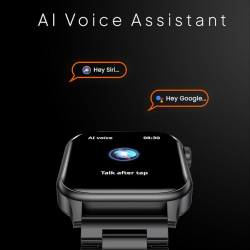 Fire-Boltt Rise Luxe Smart Watch with Stainless Steel, 47mm (1.85) Display Bluetooth Calling, Rotating Crown, AI Voice Assistant, 120 Sports Modes, Neon UI, SpO2 & Heart Rate Monitoring (Black) SaumyasStore