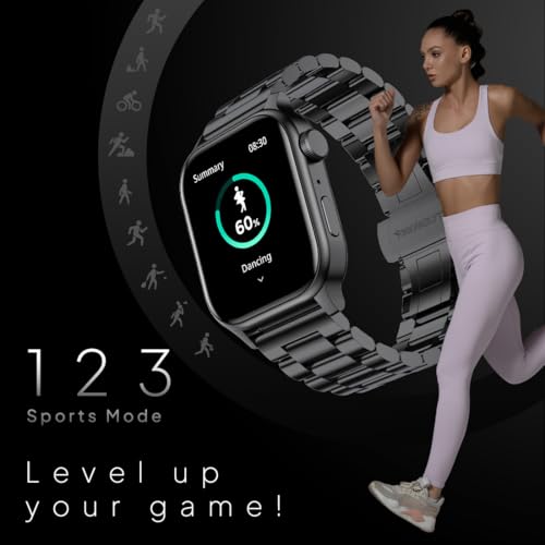 Fire-Boltt Rise Luxe Smart Watch with Stainless Steel, 47mm (1.85) Display Bluetooth Calling, Rotating Crown, AI Voice Assistant, 120 Sports Modes, Neon UI, SpO2 & Heart Rate Monitoring (Black) SaumyasStore