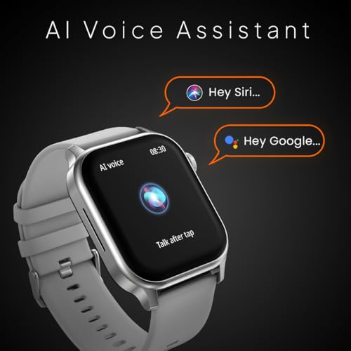 Fire-Boltt Rise Smart Watch, 1.85" HD Display, Metal Body with Bluetooth Calling, Rotating Crown, AI Voice Assistant, 120 Sports Modes, Neon UI, SpO2 & Heart Rate Monitoring (Grey) SaumyasStore