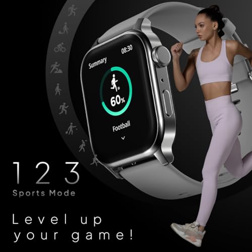 Fire-Boltt Rise Smart Watch, 1.85" HD Display, Metal Body with Bluetooth Calling, Rotating Crown, AI Voice Assistant, 120 Sports Modes, Neon UI, SpO2 & Heart Rate Monitoring (Grey) SaumyasStore