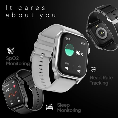 Fire-Boltt Rise Smart Watch, 1.85" HD Display, Metal Body with Bluetooth Calling, Rotating Crown, AI Voice Assistant, 120 Sports Modes, Neon UI, SpO2 & Heart Rate Monitoring (Grey) SaumyasStore