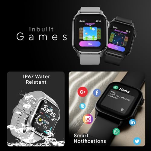 Fire-Boltt Rise Smart Watch, 1.85" HD Display, Metal Body with Bluetooth Calling, Rotating Crown, AI Voice Assistant, 120 Sports Modes, Neon UI, SpO2 & Heart Rate Monitoring (Grey) SaumyasStore