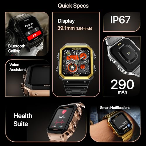 Fire-Boltt Vintage Smartwatch 39.1mm (1.52 inch) TFT Display, Stainless Steel Design, Bluetooth Calling, Multiple Sports Modes, Weather Updates, Smart Reminders SaumyasStore