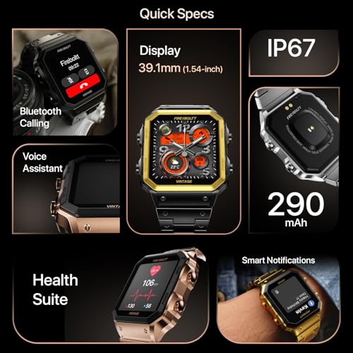 Fire-Boltt Vintage Smartwatch 39.1mm (1.52 inch) TFT Display, Stainless Steel Design, Bluetooth Calling, Multiple Sports Modes, Weather Updates, Smart Reminders SaumyasStore