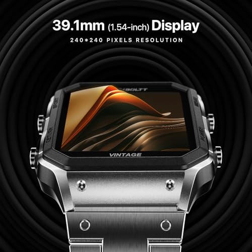 Fire-Boltt Vintage Smartwatch 39.1mm (1.52 inch) TFT Display, Stainless Steel Design, Bluetooth Calling, Multiple Sports Modes, Weather Updates, Smart Reminders SaumyasStore