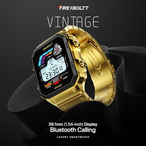 Fire-Boltt Vintage Smartwatch 39.1mm (1.52 inch) TFT Display, Stainless Steel Design, Bluetooth Calling, Multiple Sports Modes, Weather Updates, Smart Reminders SaumyasStore