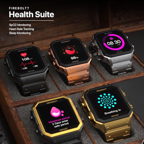 Fire-Boltt Vintage Smartwatch 39.1mm (1.52 inch) TFT Display, Stainless Steel Design, Bluetooth Calling, Multiple Sports Modes, Weather Updates, Smart Reminders SaumyasStore