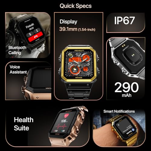 Fire-Boltt Vintage Smartwatch 39.1mm (1.52 inch) TFT Display, Stainless Steel Design, Bluetooth Calling, Multiple Sports Modes, Weather Updates, Smart Reminders SaumyasStore