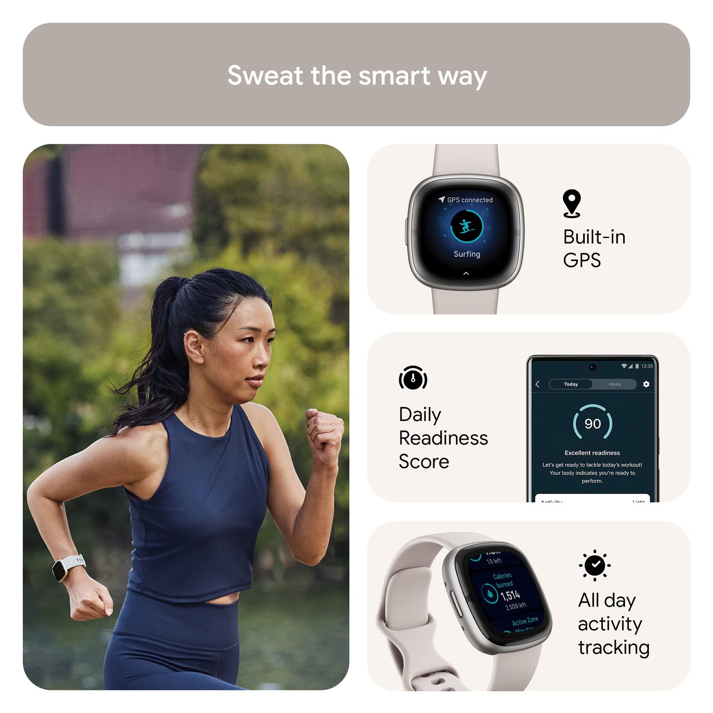 Fitbit Sense 2 Health & Fitness Watch (Lunar White/Platinum Aluminium) with 6-Month Premium Membership SaumyasStore