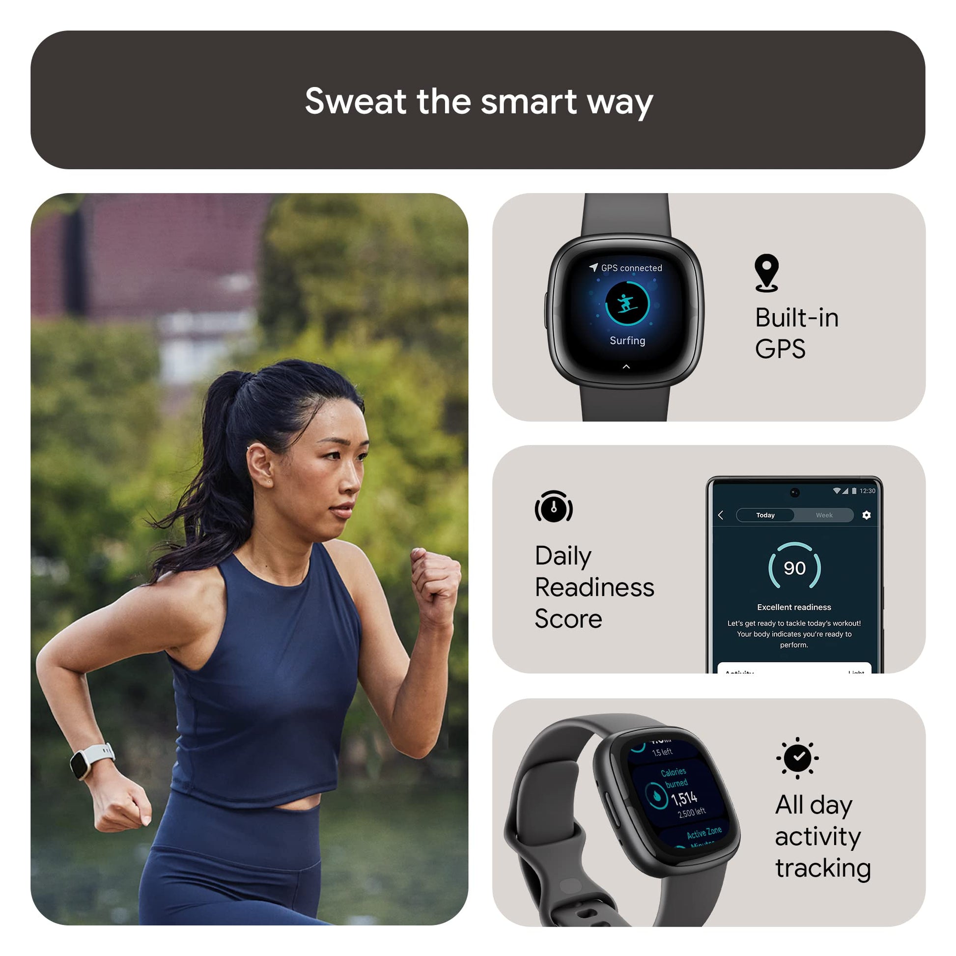 Fitbit Sense 2 Health & Fitness Watch (Shadow Grey/Graphite Aluminium) with 6-Month Premium Membership SaumyasStore