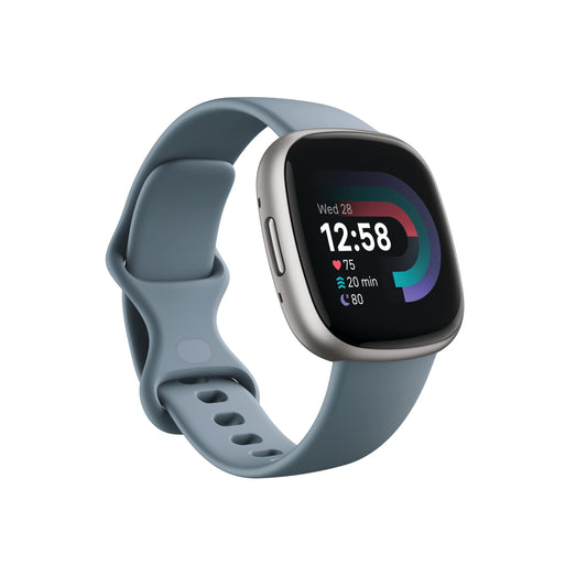 Fitbit Versa 4 Fitness Watch (Waterfall Blue/Platinum Aluminium) with 6-Month Premium Membership SaumyasStore