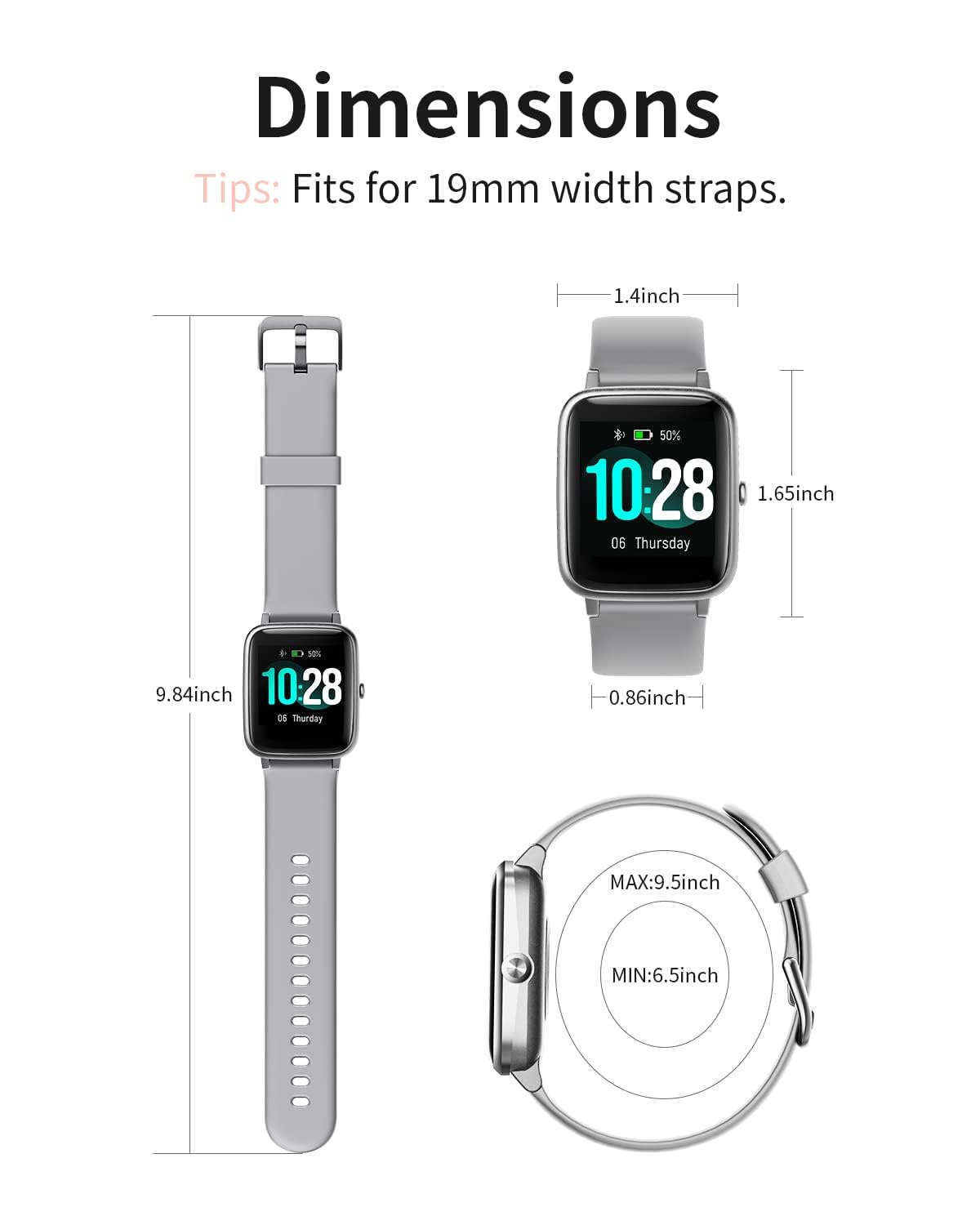 Fitpolo Fitness Tracker Smart Watch for Android iOS Phones, IP68 Waterproof Fitness Watch Step Tracker Heart Rate Monitor Calorie Counter Pedometer Smartwatch for Men Women SaumyasStore