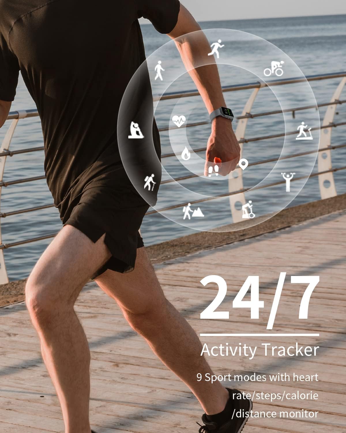 Fitpolo Fitness Tracker Smart Watch for Android iOS Phones, IP68 Waterproof Fitness Watch Step Tracker Heart Rate Monitor Calorie Counter Pedometer Smartwatch for Men Women SaumyasStore