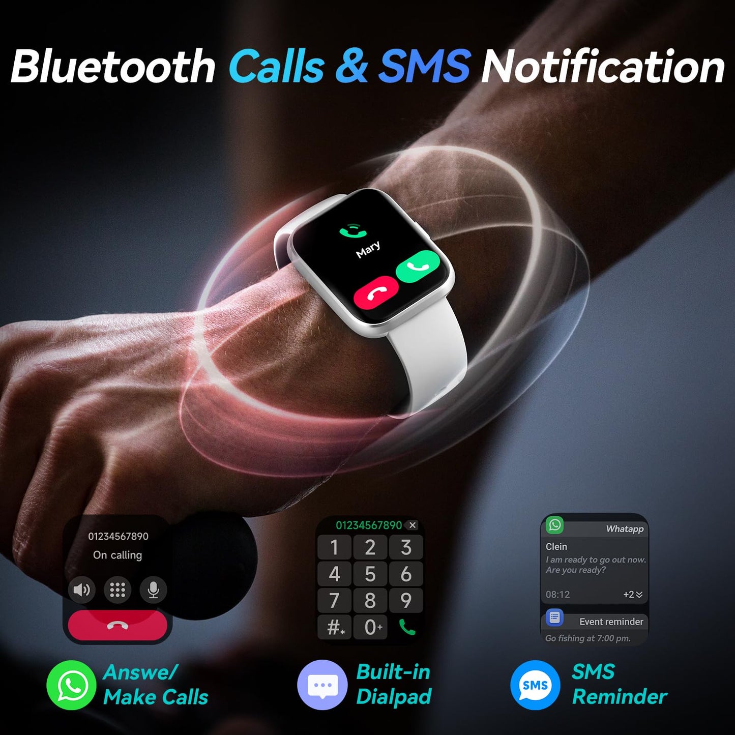 Fitpolo Smart Watches for Men/Women, 1.8'' Alexa Built-in Fitness Tracker Watch with Bluetooth Calls, IP68 Waterproof, Heart Rate/Sleep/SpO2/Stress Monitor, 110 Sport Modes for Android & iPhone SaumyasStore