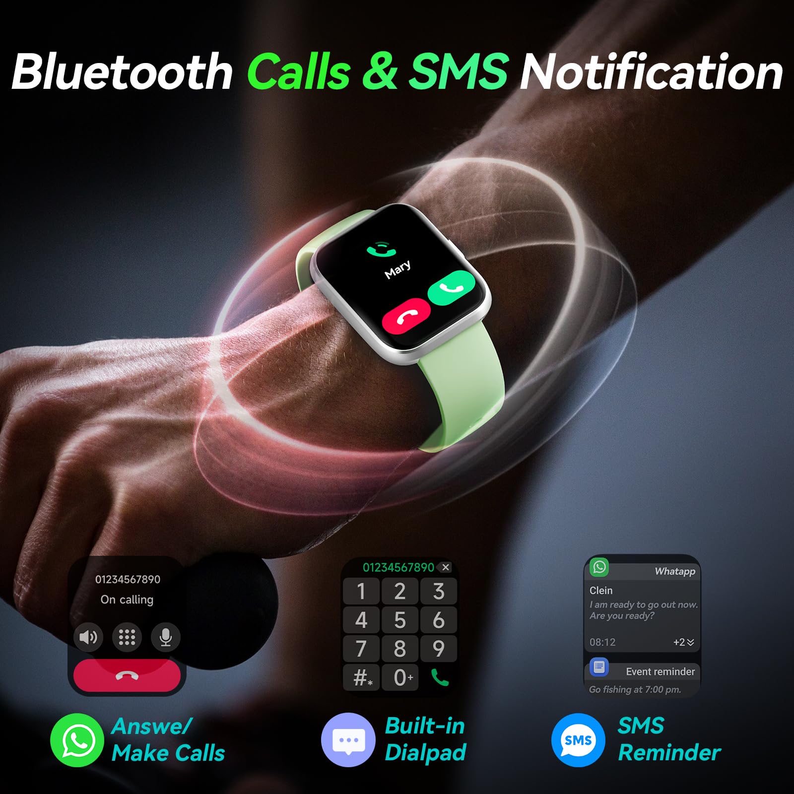 Fitpolo Smart Watches for Men/Women, 1.8'' Alexa Built-in Fitness Tracker Watch with Bluetooth Calls, IP68 Waterproof, Heart Rate/Sleep/SpO2/Stress Monitor, 110 Sport Modes for Android & iPhone SaumyasStore