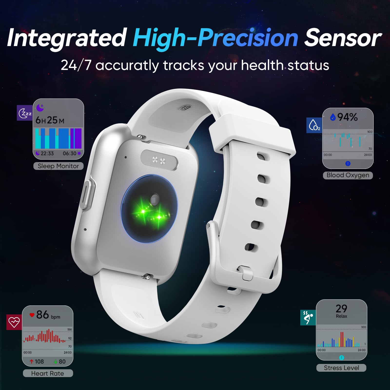 Fitpolo Smart Watches for Men/Women, 1.8'' Alexa Built-in Fitness Tracker Watch with Bluetooth Calls, IP68 Waterproof, Heart Rate/Sleep/SpO2/Stress Monitor, 110 Sport Modes for Android & iPhone SaumyasStore