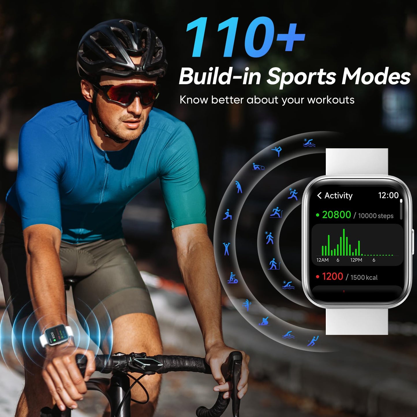 Fitpolo Smart Watches for Men/Women, 1.8'' Alexa Built-in Fitness Tracker Watch with Bluetooth Calls, IP68 Waterproof, Heart Rate/Sleep/SpO2/Stress Monitor, 110 Sport Modes for Android & iPhone SaumyasStore