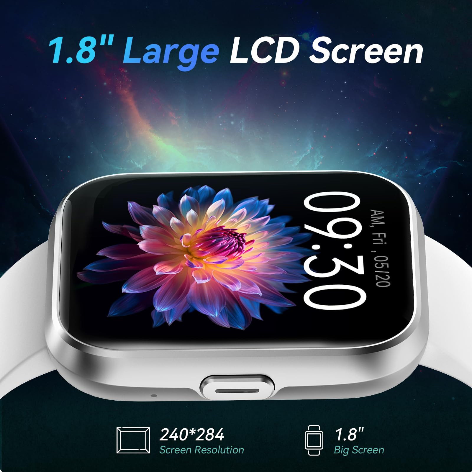 Fitpolo Smart Watches for Men/Women, 1.8'' Alexa Built-in Fitness Tracker Watch with Bluetooth Calls, IP68 Waterproof, Heart Rate/Sleep/SpO2/Stress Monitor, 110 Sport Modes for Android & iPhone SaumyasStore