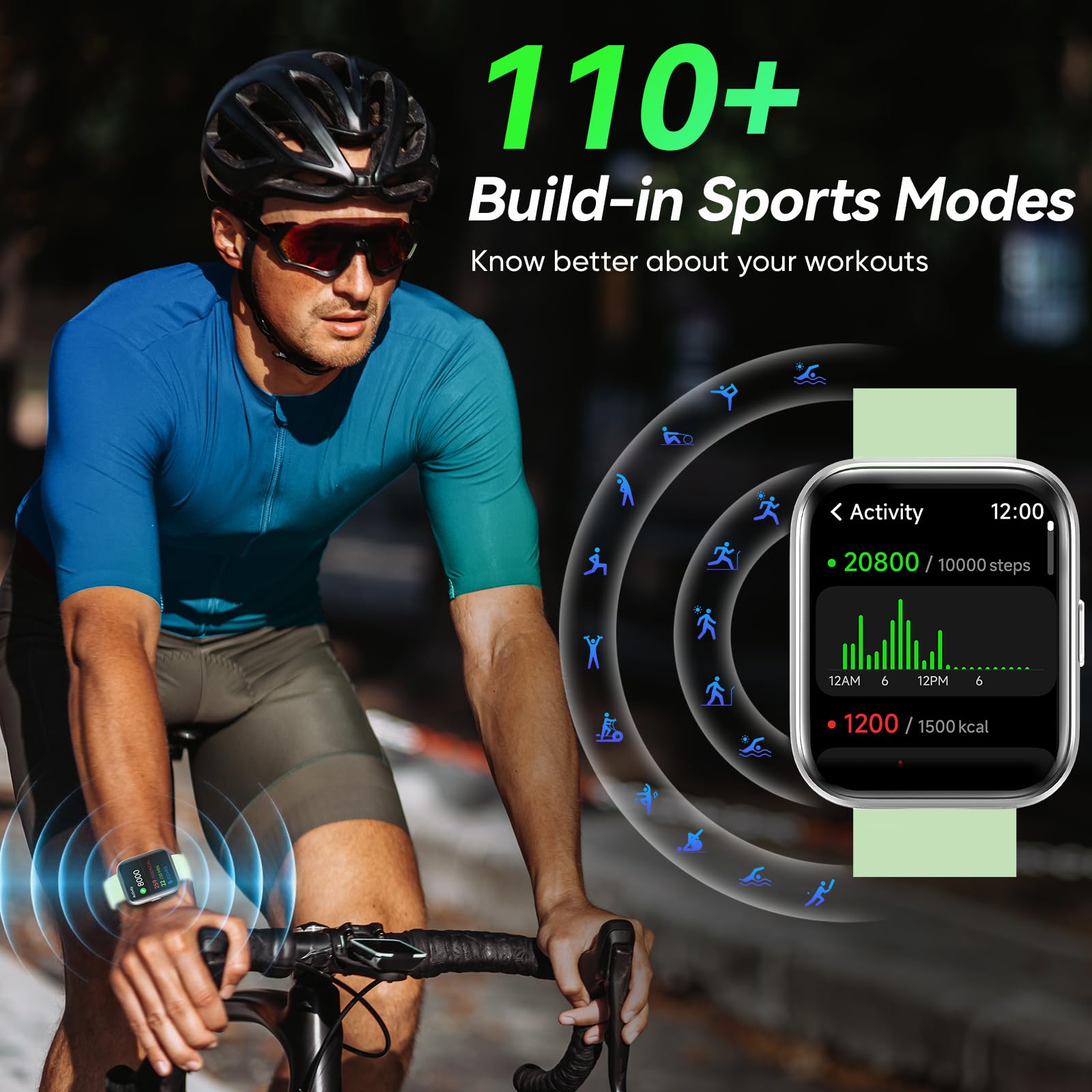 Fitpolo Smart Watches for Men/Women, 1.8'' Alexa Built-in Fitness Tracker Watch with Bluetooth Calls, IP68 Waterproof, Heart Rate/Sleep/SpO2/Stress Monitor, 110 Sport Modes for Android & iPhone SaumyasStore