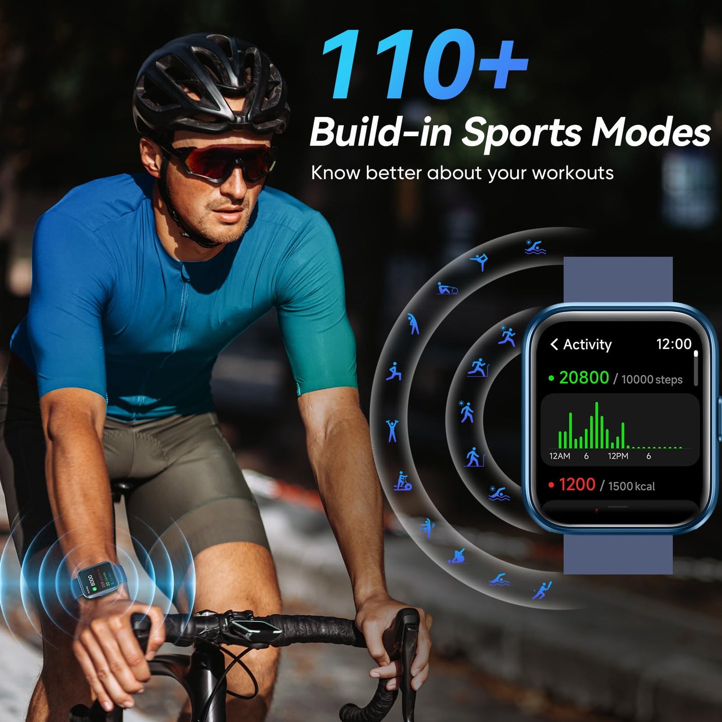 Fitpolo Smart Watches for Men/Women, 1.8'' Alexa Built-in Fitness Tracker Watch with Bluetooth Calls, IP68 Waterproof, Heart Rate/Sleep/SpO2/Stress Monitor, 110 Sport Modes for Android & iPhone SaumyasStore