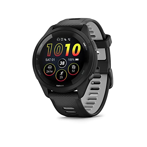 Garmin Forerunner 265 Music GPS Running Smartwatch,Amoled Touchscreen, Battery Upto 13 Days, HRV Status & Advanced Sleep Monitoring, SPO2,Morning Report, Track Running, Cross Training with Black Band SaumyasStore