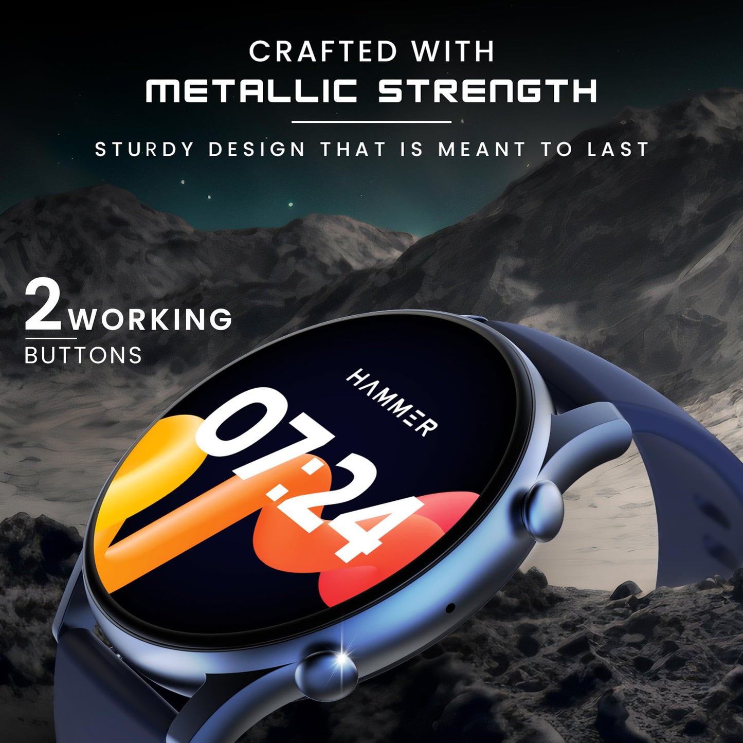 HAMMER Glide 1.43" AMOLED Display Smart Watch for Men with Bluetooth Calling, 466 * 466 PX, Always on Display, 800 Nits, Multiple Sports Modes (Charcoal Black) SaumyasStore