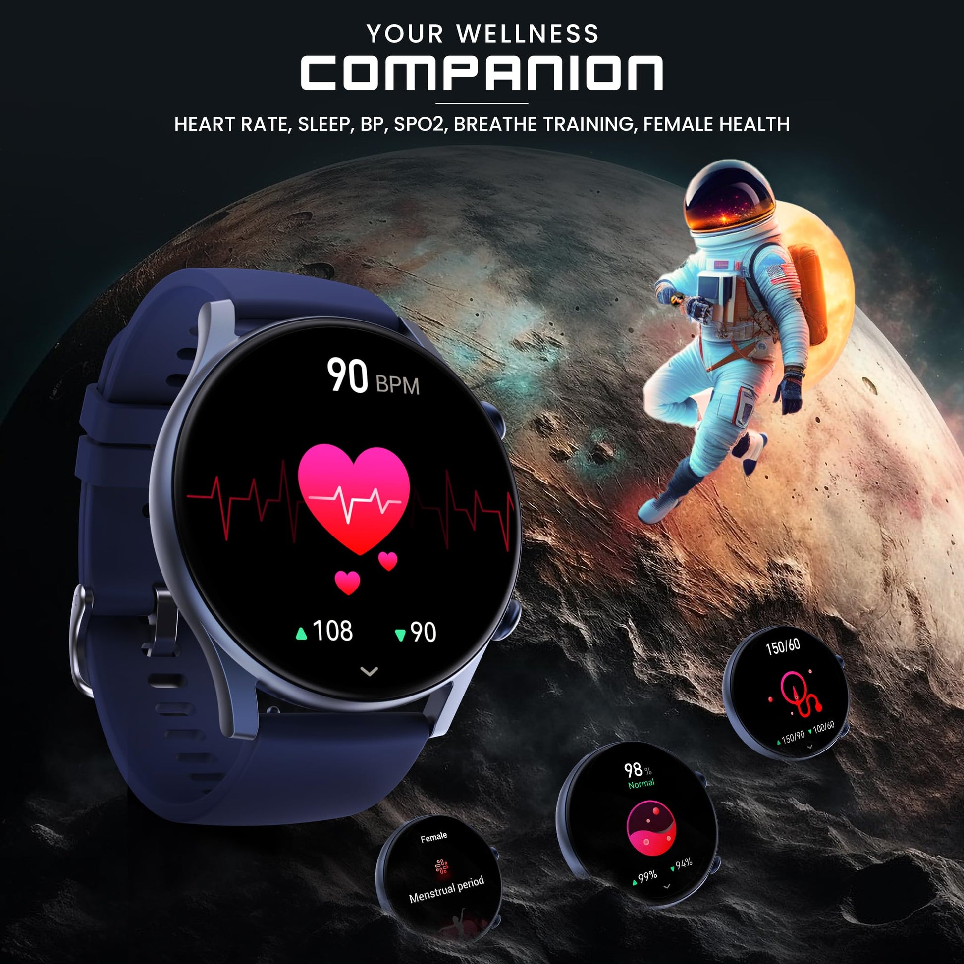 HAMMER Glide 1.43" AMOLED Display Smart Watch for Men with Bluetooth Calling, 466 * 466 PX, Always on Display, 800 Nits, Multiple Sports Modes (Charcoal Black) SaumyasStore