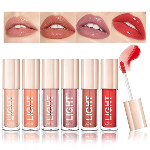 HANDAIYAN Light Gloss Lipstick Collection - 6 Shades of Nude Lip Gloss, Clear Lip Gloss, and Sexy Liquid Lipstick for Women and Girls in a Cute Lip Gloss Set (Set B) (SET B GLOSS) SaumyasStore