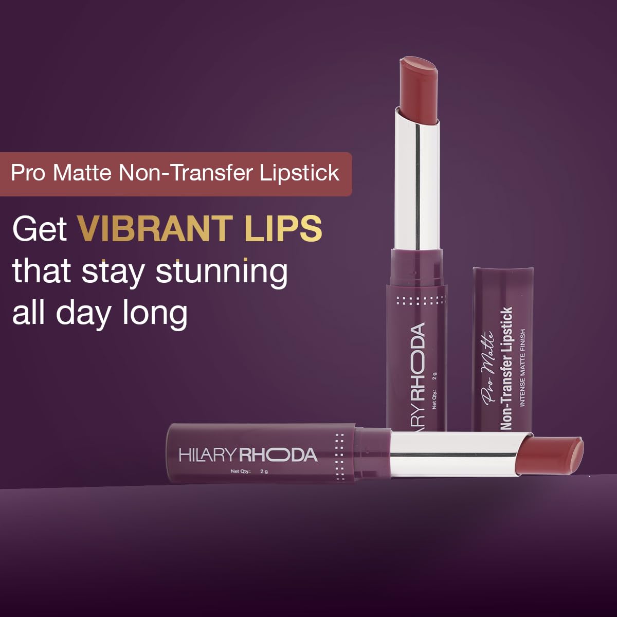 Hilary Rhoda Pro Matte Non-Transfer Lipstick | Waterproof Lipstick | Non-Transfer Lipstick | 12-Hour Long Stay | Smudge-Proof Lipstick | 24 Shades | Highly Pigmented Matte Finish Lipstick | 2g SaumyasStore