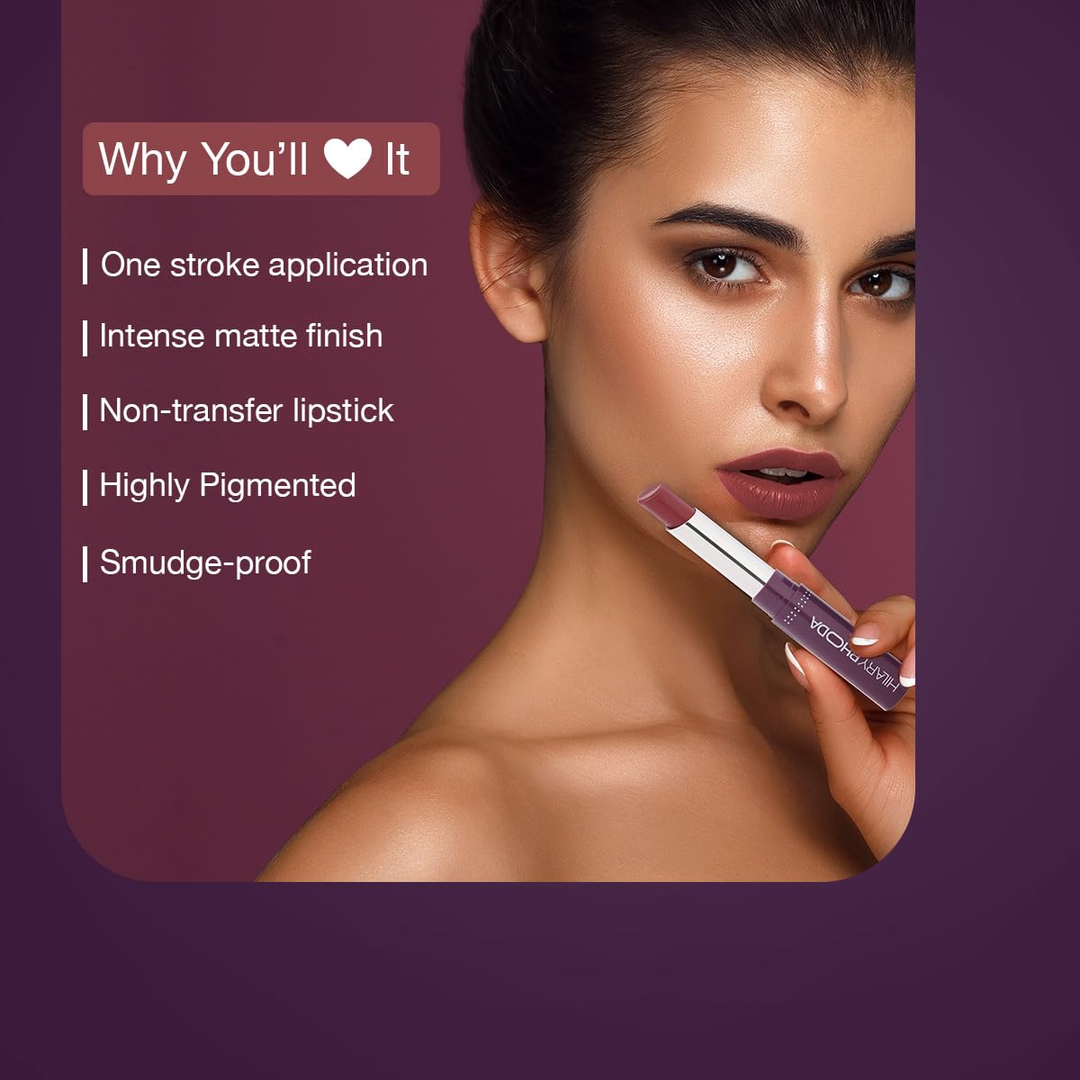 Hilary Rhoda Pro Matte Non-Transfer Lipstick | Waterproof Lipstick | Non-Transfer Lipstick | 12-Hour Long Stay | Smudge-Proof Lipstick | 24 Shades | Highly Pigmented Matte Finish Lipstick | 2g SaumyasStore