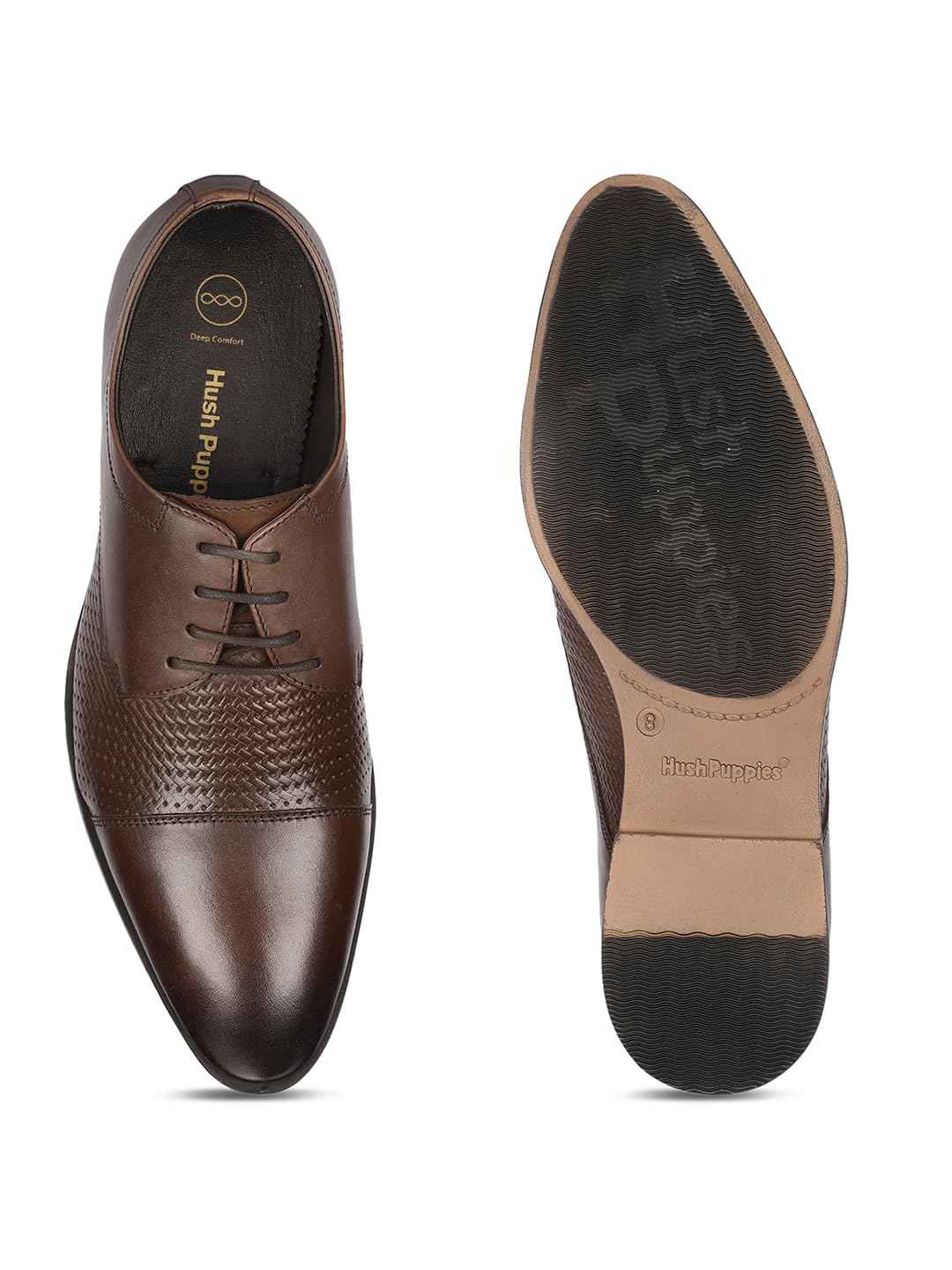Hush Puppies Mens Deen Derby 1 Brown Uniform Dress Shoe - 10 UK (8246890) SaumyasStore