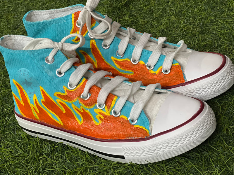 Flaming Blaze Hand Printed Shoe - SaumyasStore