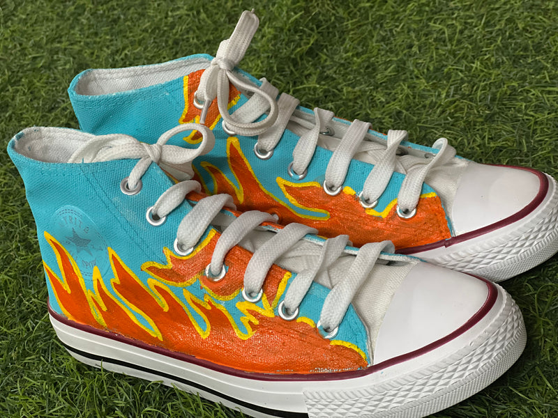 Flaming Blaze Hand Printed Shoe - SaumyasStore
