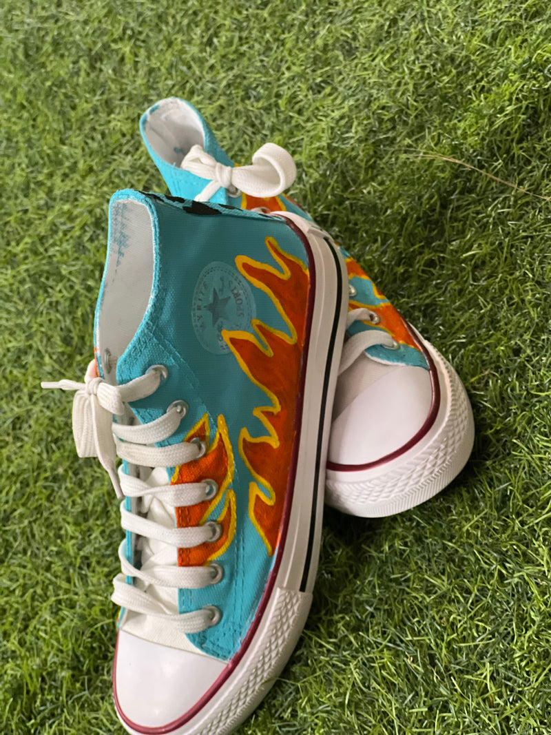 Flaming Blaze Hand Printed Shoe - SaumyasStore