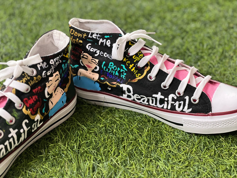 I am BEAUTIFUL Hand Printed Shoe - SaumyasStore