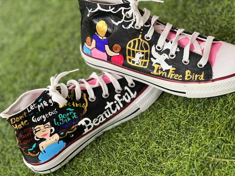 I am BEAUTIFUL Hand Printed Shoe - SaumyasStore