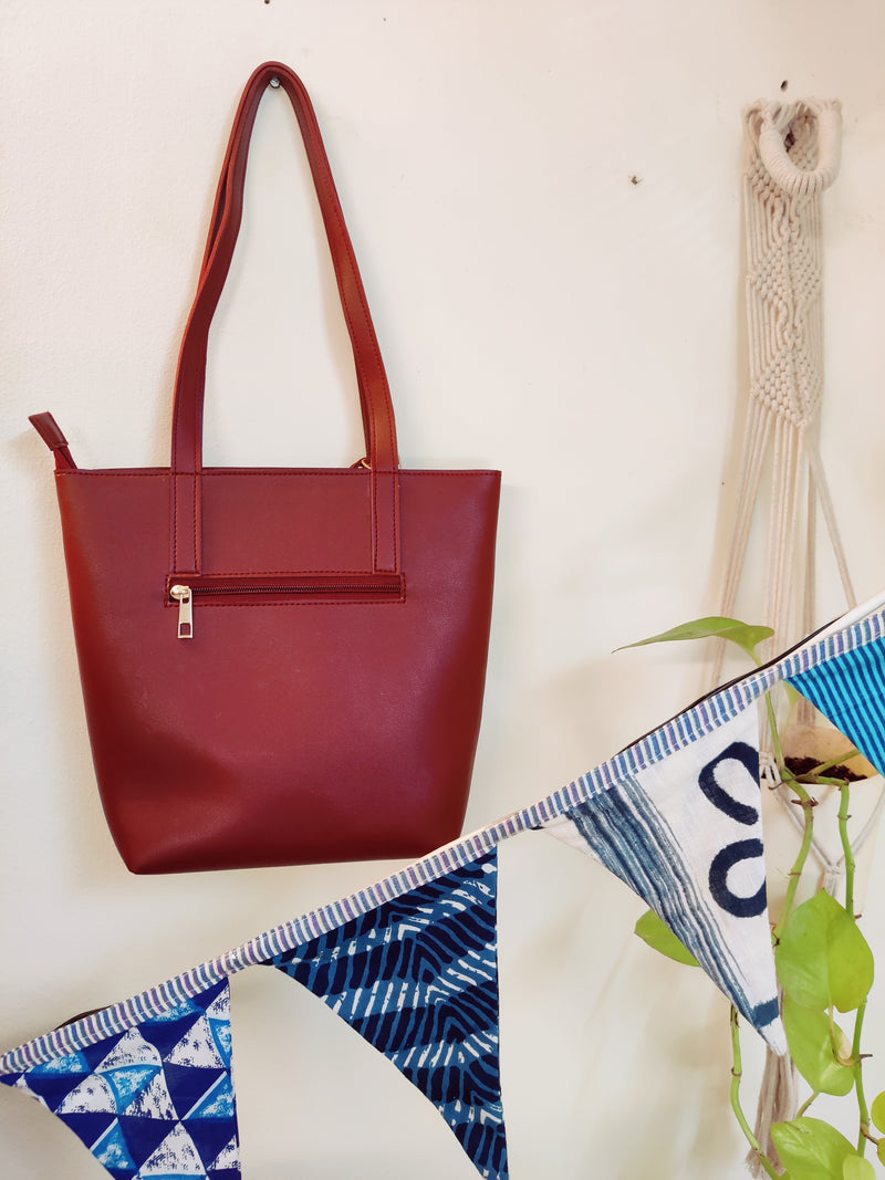 Maroon Kutch Kari Mini Tote - SaumyasStore