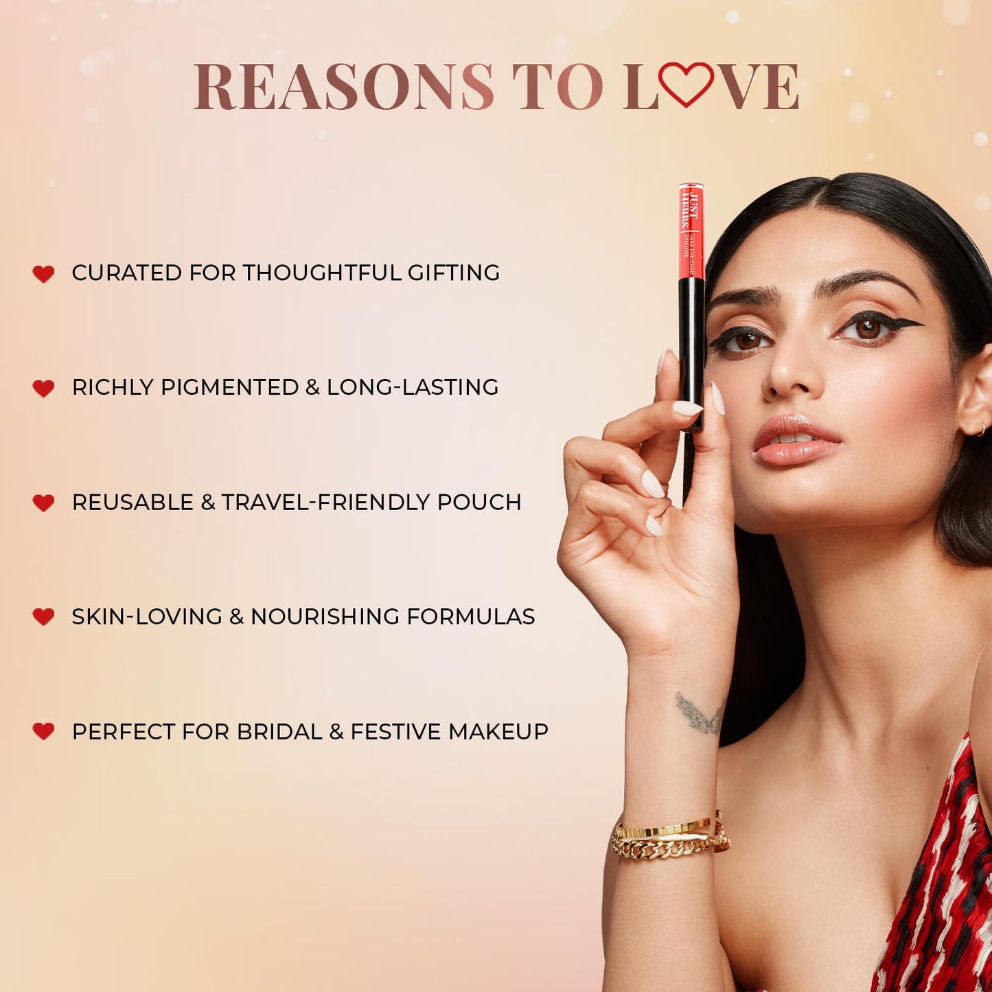 Just Herbs Festive Glam Makeup Essential Makeup Pouch for Women (Lip & Cheek Tint, Ultra Matte Lipstick, Nail Paint, Eyeliner) SaumyasStore