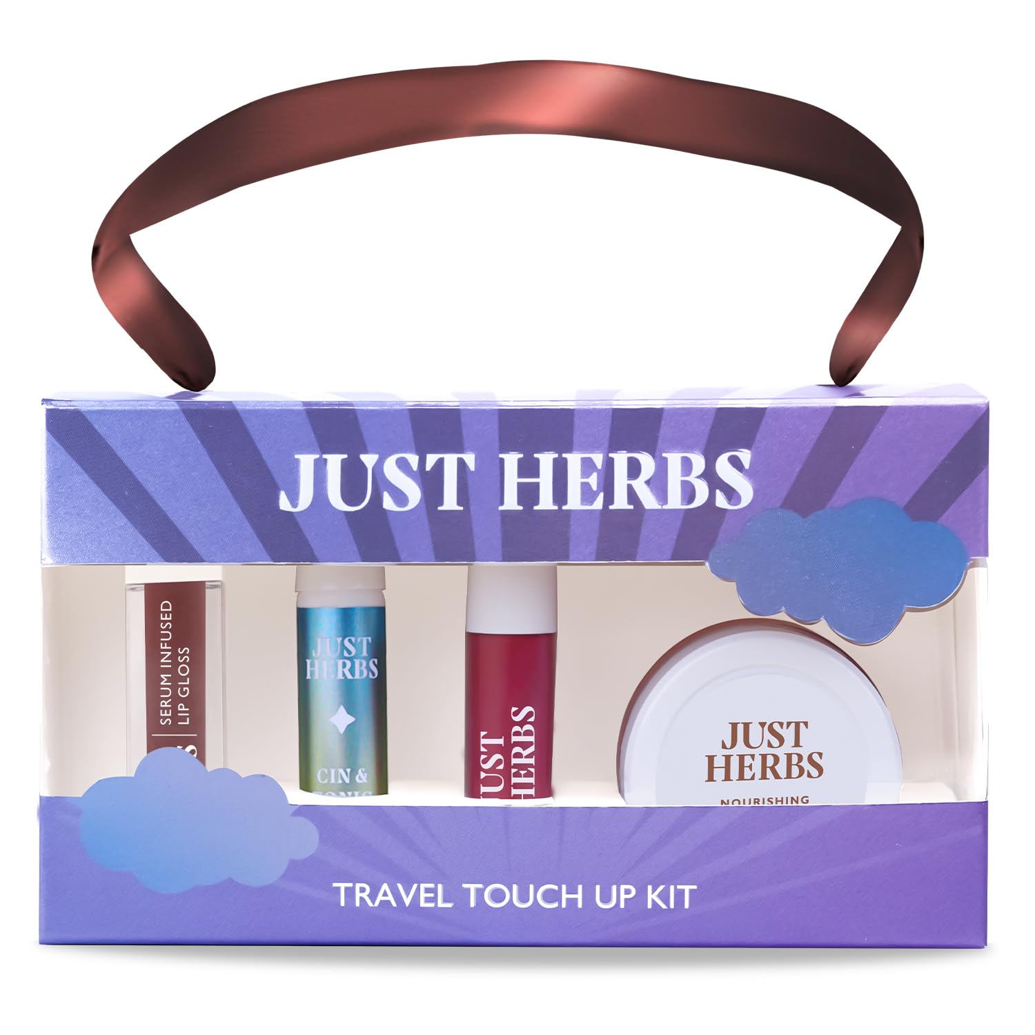 Just Herbs Travel Touch Up Kit Lightweight and Travel Friendly Gift Set of (Liquid Lipstick, Perfume, Lip Cheek Tint & Lip Gloss) SaumyasStore