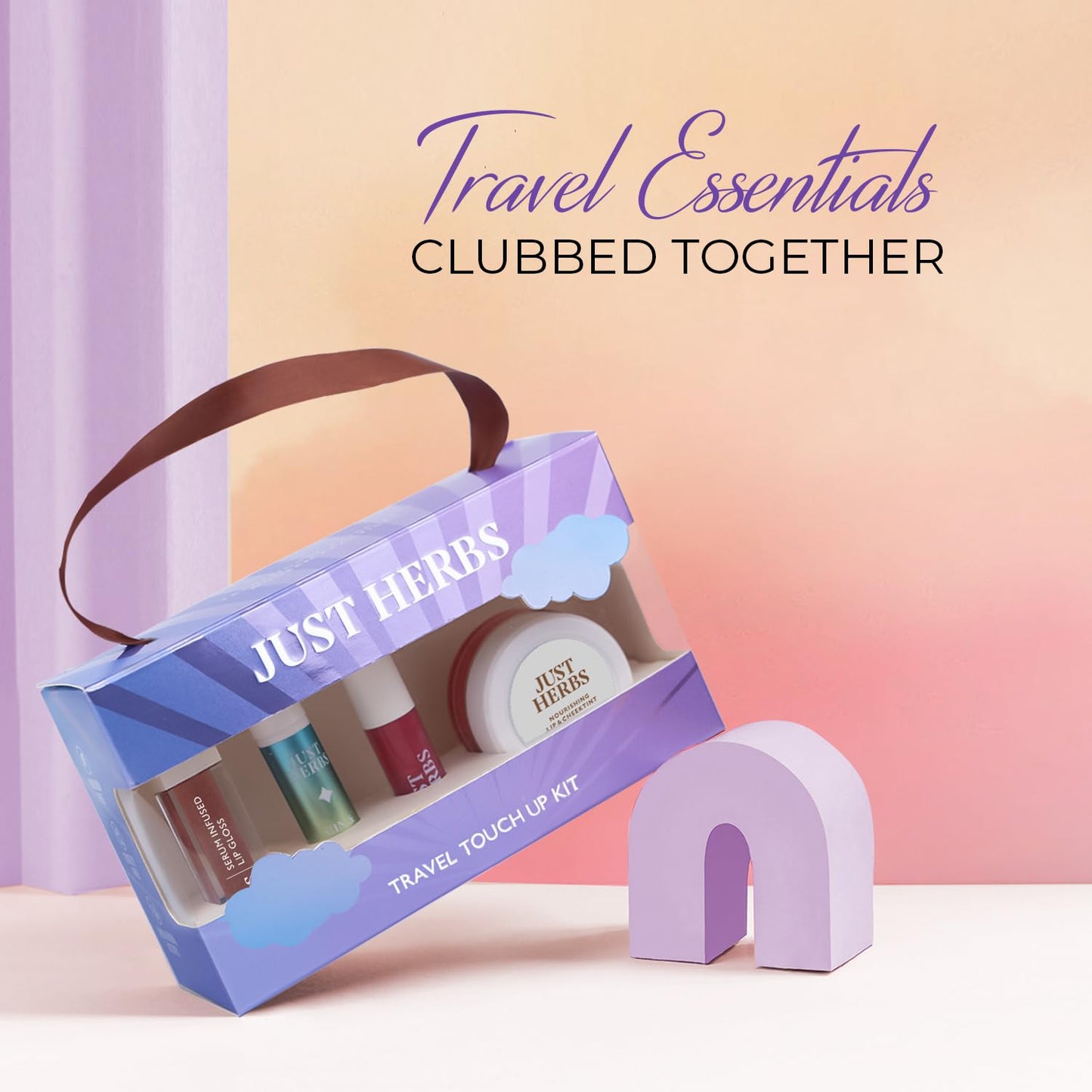 Just Herbs Travel Touch Up Kit Lightweight and Travel Friendly Gift Set of (Liquid Lipstick, Perfume, Lip Cheek Tint & Lip Gloss) SaumyasStore