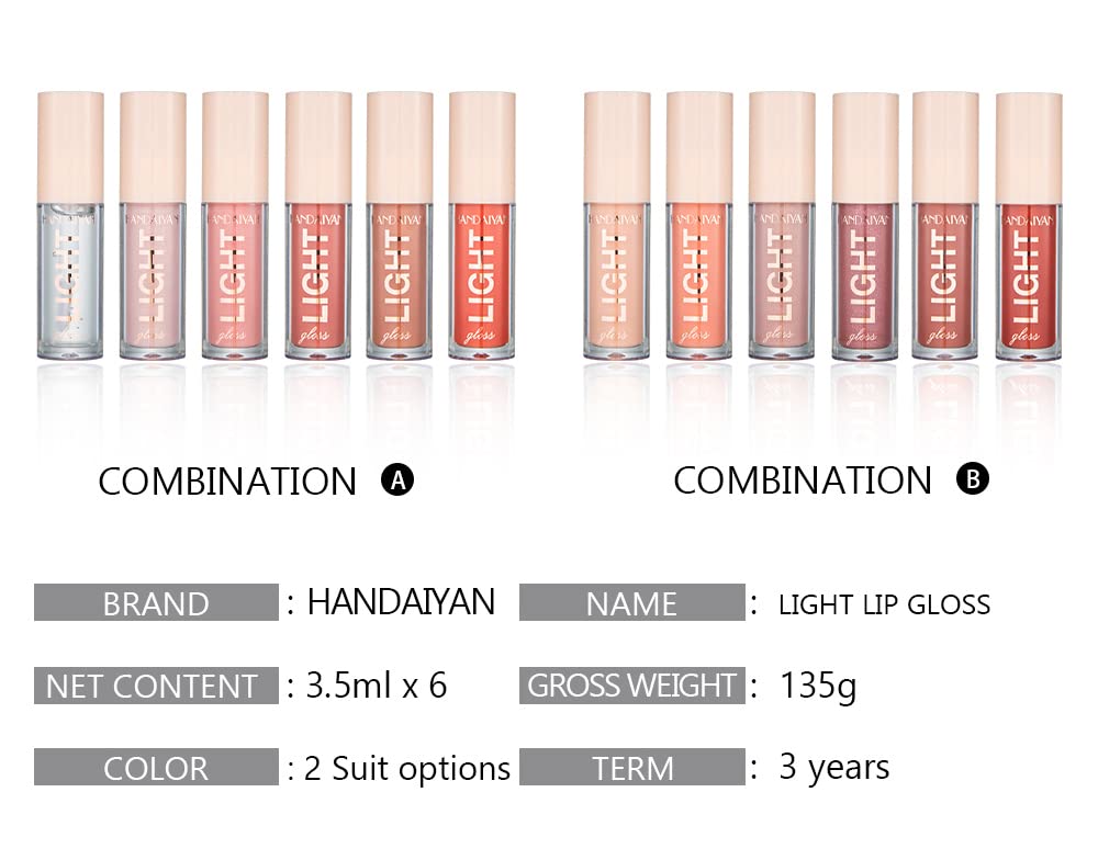 KA CAYLA Handaiyan Lip Gloss Set - 6 Shades of High-Definition Nude Lip Glosses and Sexy Liquid LipGlosses - Premium Collection for Women, Matte Finish and Vibrant Lips (GLOSS-6PC SET- A) SaumyasStore