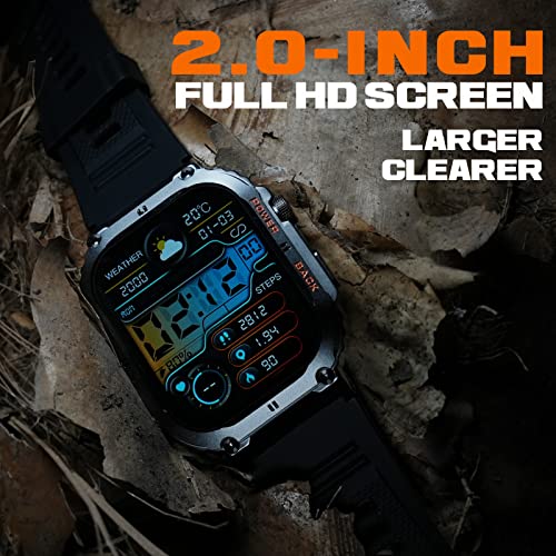 KACLUT Smart Watch,100M Waterproof Rugged Military Smartwatch with Bluetooth Call(Answer/Dial Calls) 2-inch Utral Large HD Display 70 Days Extra Long Battery Life,100+ Sports Modes Fitness Tracker SaumyasStore