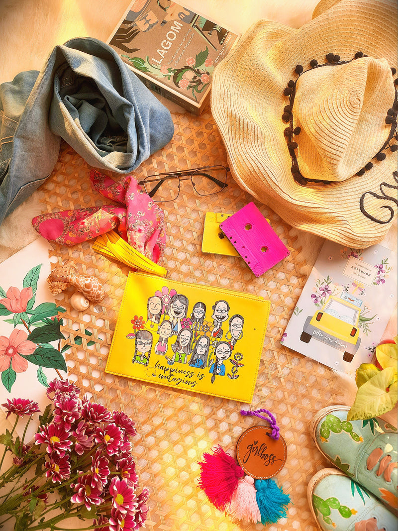 Happiness Is Contagious- Doodle Pouch - SaumyasStore