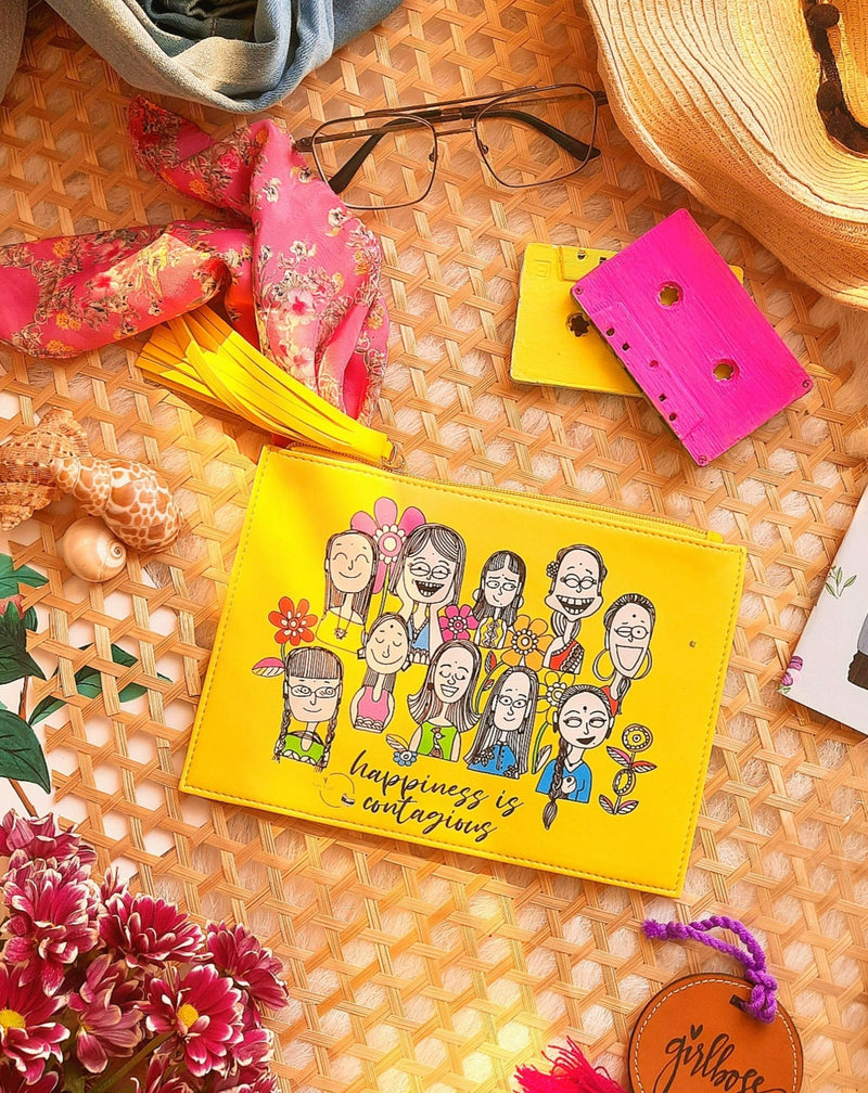 Happiness Is Contagious- Doodle Pouch - SaumyasStore