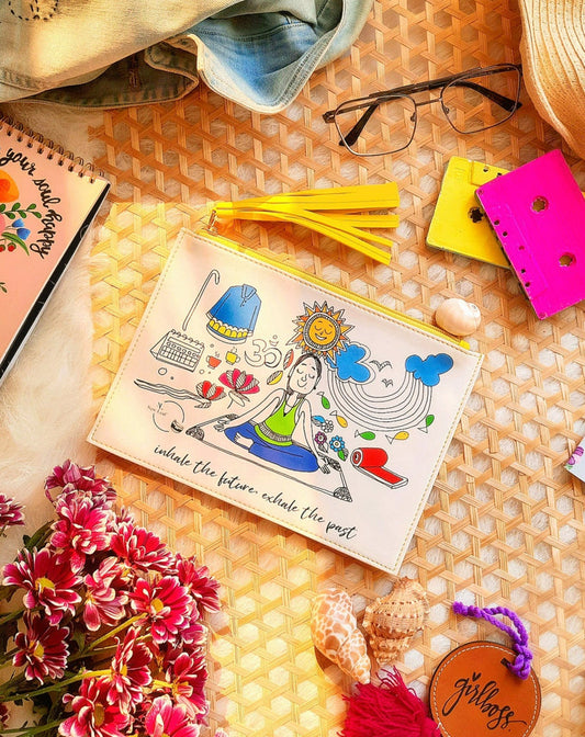 Inhale The Future, Exhale The Past Doodle Pouch - SaumyasStore