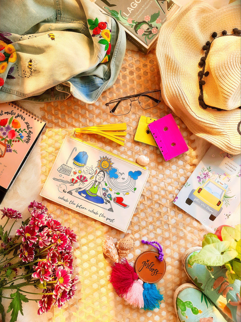 Inhale The Future, Exhale The Past Doodle Pouch - SaumyasStore